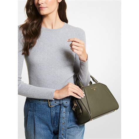 Cleo Small Saffiano Leather Satchel .